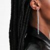 ASOS DESIGN Srebrne Długie Kolczyki Cyrkonie 30458