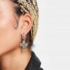 Topshop Złote Kółka Z Wiszącymi Krzyżami