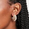 ASOS DESIGN Kolczyki Kółka Perełki Cyrkonie