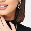ACCESSORIZE Wiszące Kolczyki Eleganckie Złote Stal