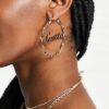 ASOS DESIGN Świąteczne Kolczyki Kółka Santa Złote